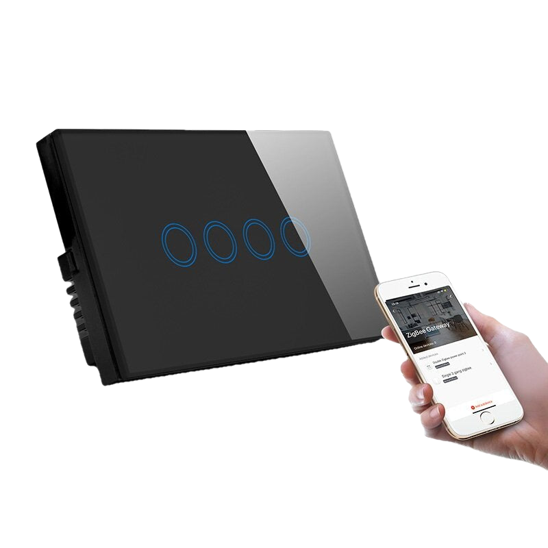 Crystal Touch Screen Glass Panel ZB Wall Switch Compatible with Alexa and Google Home 1/2/3/4Gang