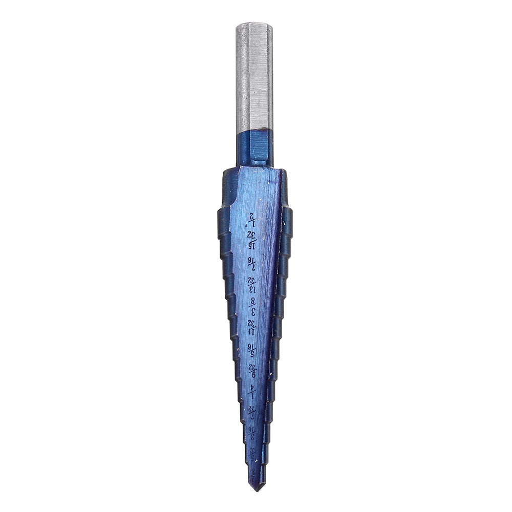 5pcs HSS Blue Nano Coating Step Drill Bit Set Multiple Hole 1/8 to 1-3/8 Inch 50 Sizes with Aluminum Case or Opp Bag