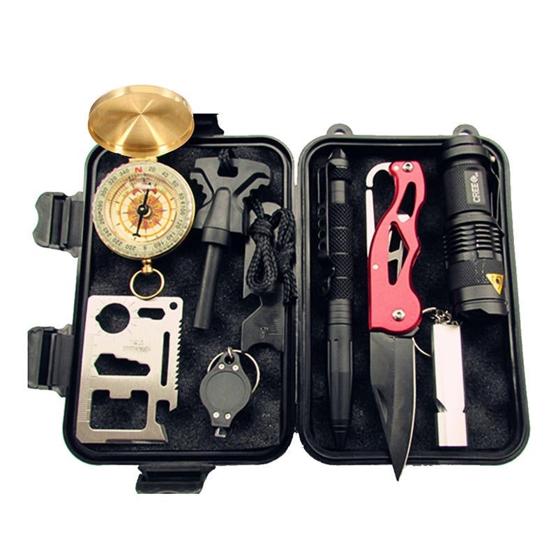 Equipment Adventure Survival Blanket Tools Kit Multi-function Compass First-aid Box