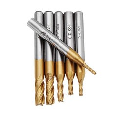 6pcs 2-6mm Titanium Coating HSS 4 Flute End Mill Cutter 6mm Shank CNC Drill Bit Set