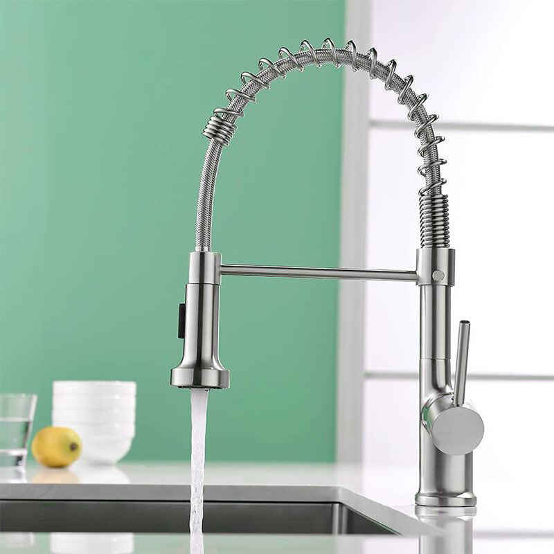 Stainless Steel Kitchen Pull-Down Spray Sink Faucet Pull Out LED Mixer Tap