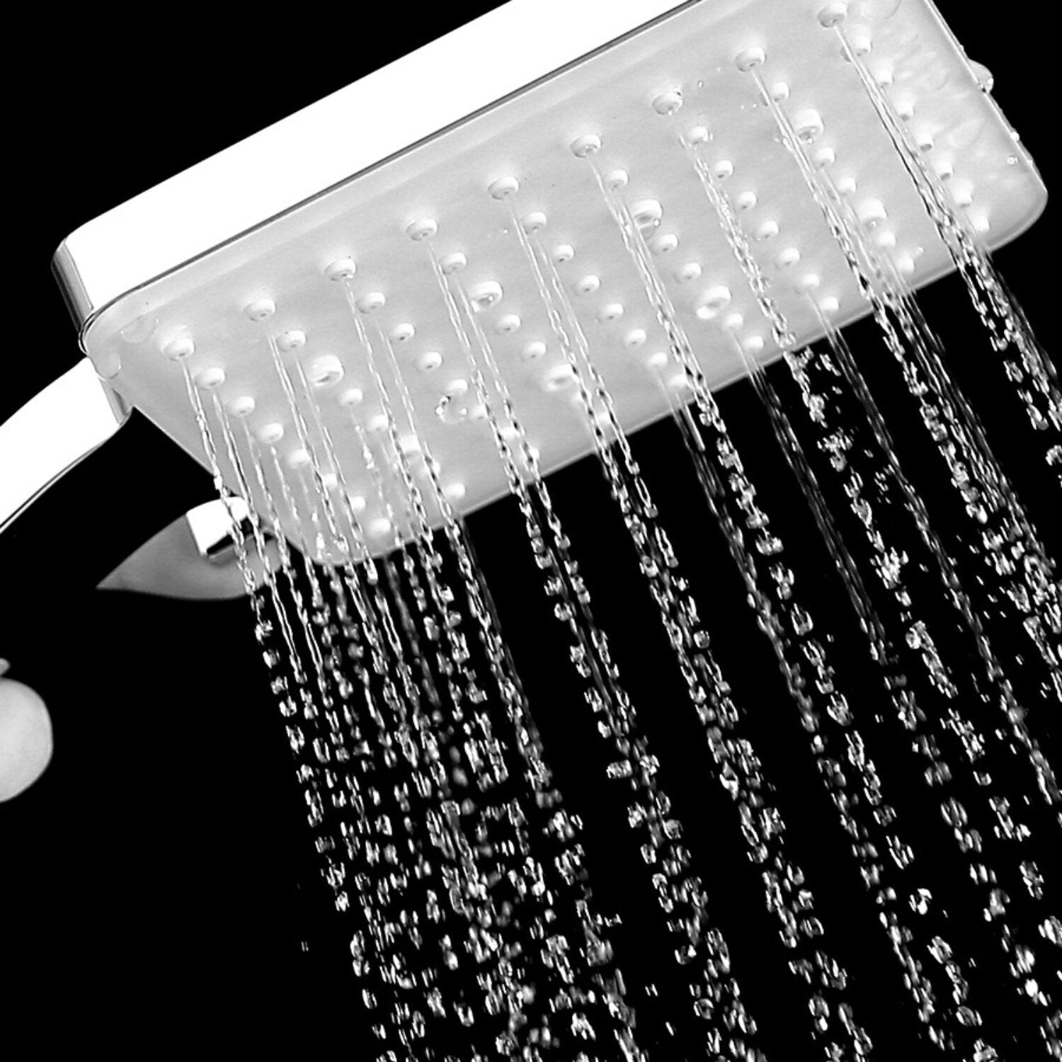 Square Shower Head With 1.5 m Stainless Steel Hose Hand 6 Jet Types Large Water-Saving High Pressure Chrome Universal For Bathing And Spa