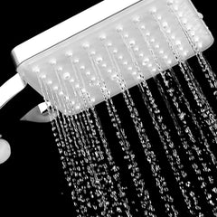 Square Shower Head With 1.5 m Stainless Steel Hose Hand 6 Jet Types Large Water-Saving High Pressure Chrome Universal For Bathing And Spa