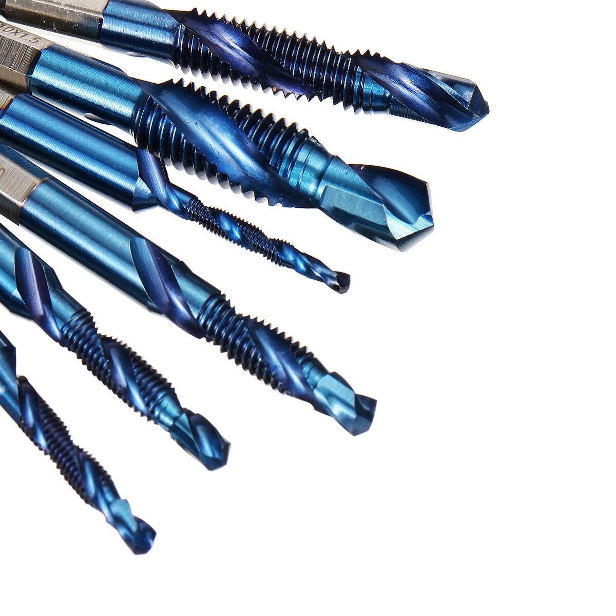 6Pcs M3-M10 1/4 Inch Hex Shank Metric Thread Blue Nano Coated HSS Drill and Tap Bits Screw