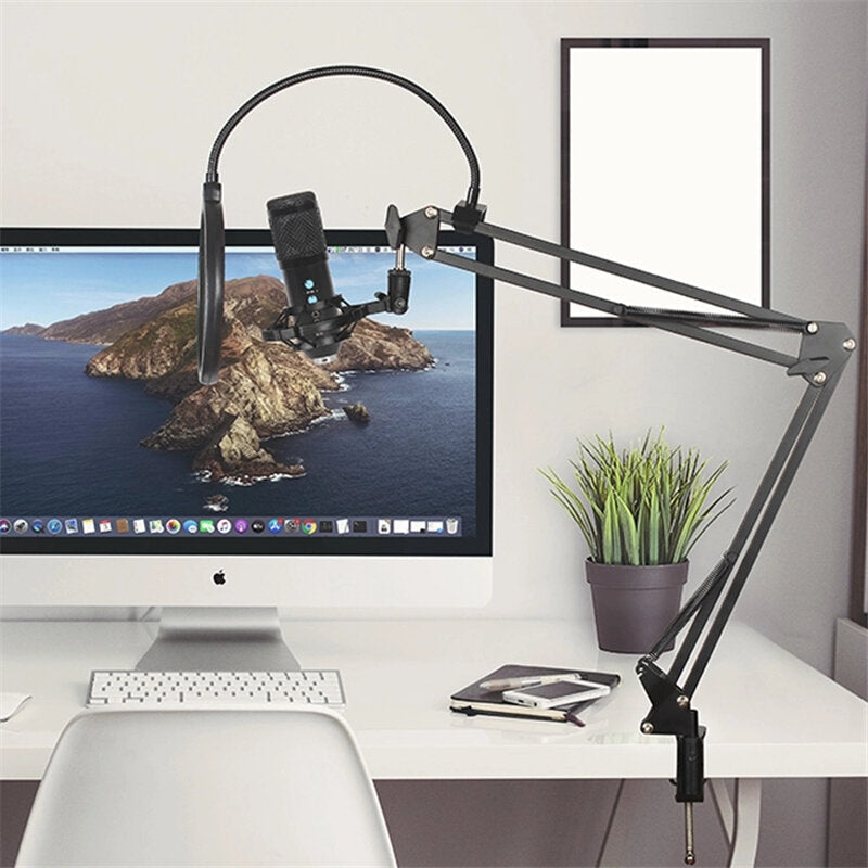 USB Condenser Microphone Hi-Fi Noise Reduction Reverberation Volume Adjustable Recording Studio Wired for Computer Broadcasting YouTube Gaming Meeting