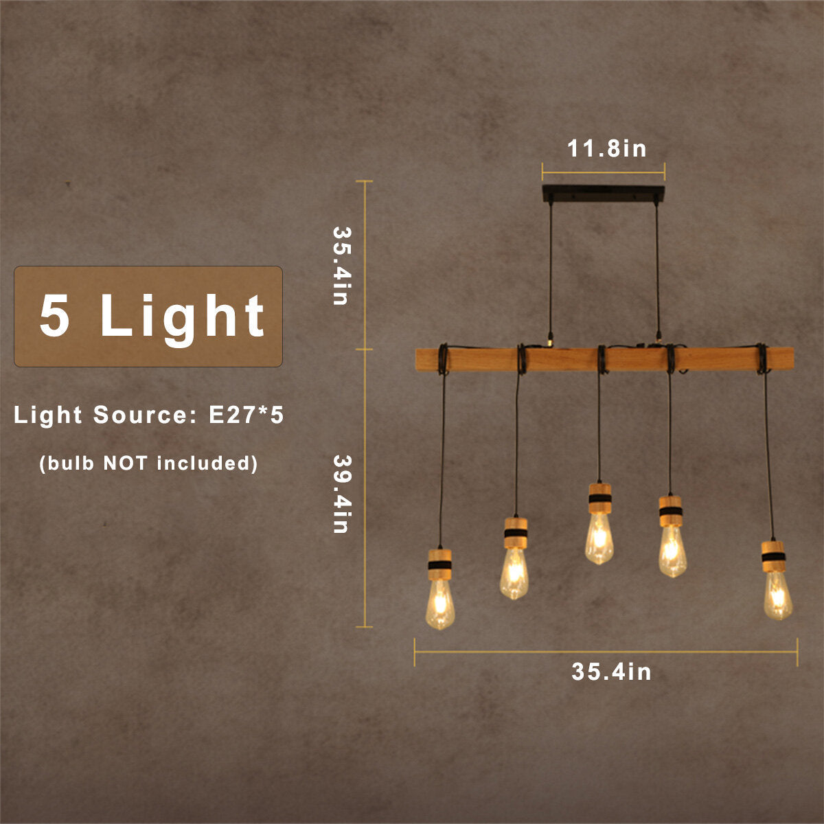 AC85-265V Industrial Wooden Pendant Light Ceiling Lamp Chandeliers Lighting Fixtures Without Bulb