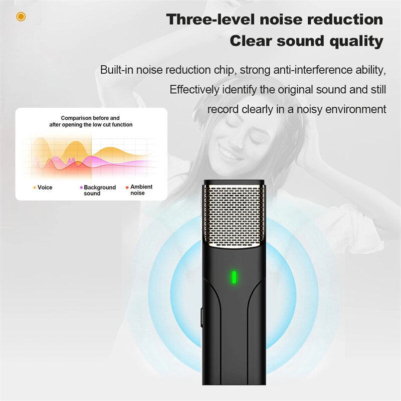 Wireless Microphone Low Latency Portable Audio Video Recording Plug-Play Lapel Mic for Live Broadcast Game