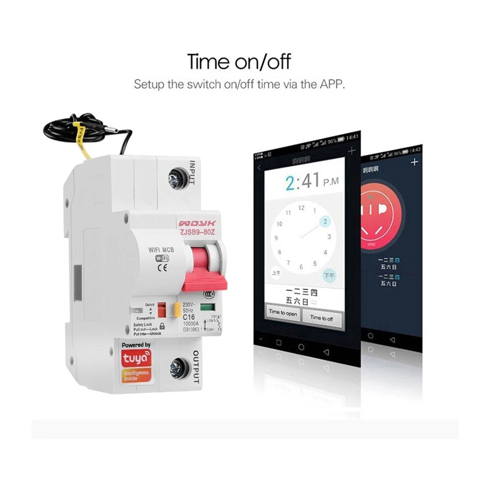 1P WiFi Smart Circuit Breaker Overload Short-circuit Protection Works with Alexa Google Home