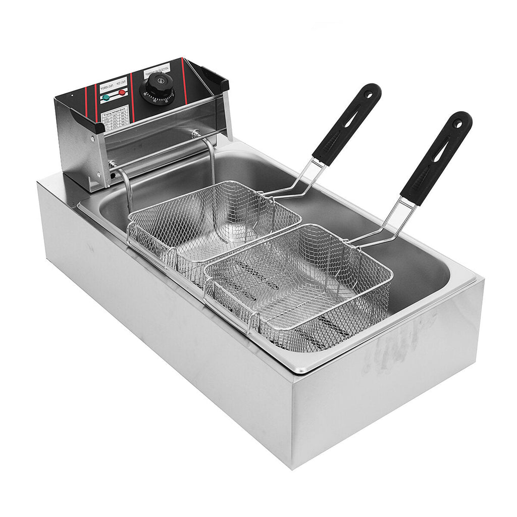 Electric Countertop Deep Fryer Commercial Basket French Fry Restaurant 3000W 12L