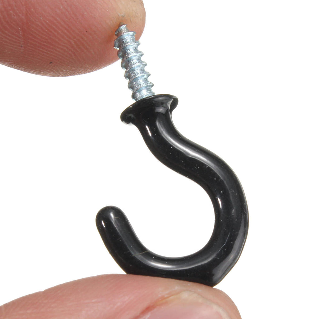 25pcs 30mm Plastic Cup Hook Wall Question Mark Hook Eyebolt Screws