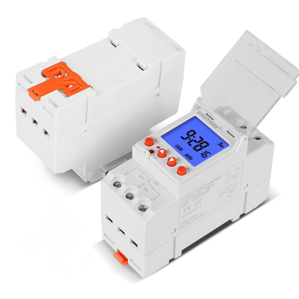 LCD Display Backlight Digital Weekly Programmer Universal 220V 110V Input 1NO + 1NC Cycle Time Controller DIN Rail