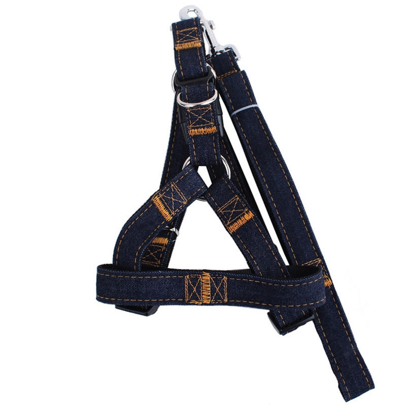 Colorful Jean Leash Harness Dog Collar Chain Belt Rope
