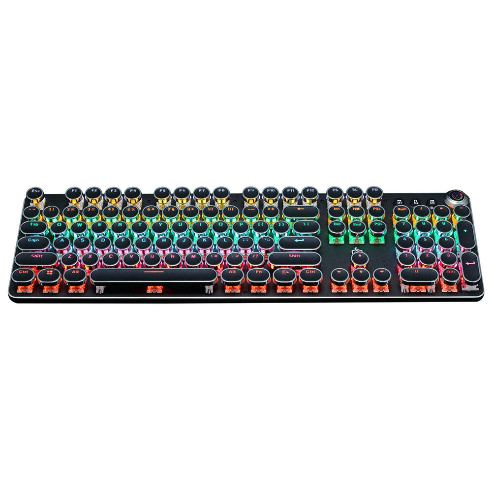 Mechanical Keyboard 104 Round Keys Plated Blue Switch RGB Backlit USB Wired Gaming Keyboard for Desktop Laptop Gamer