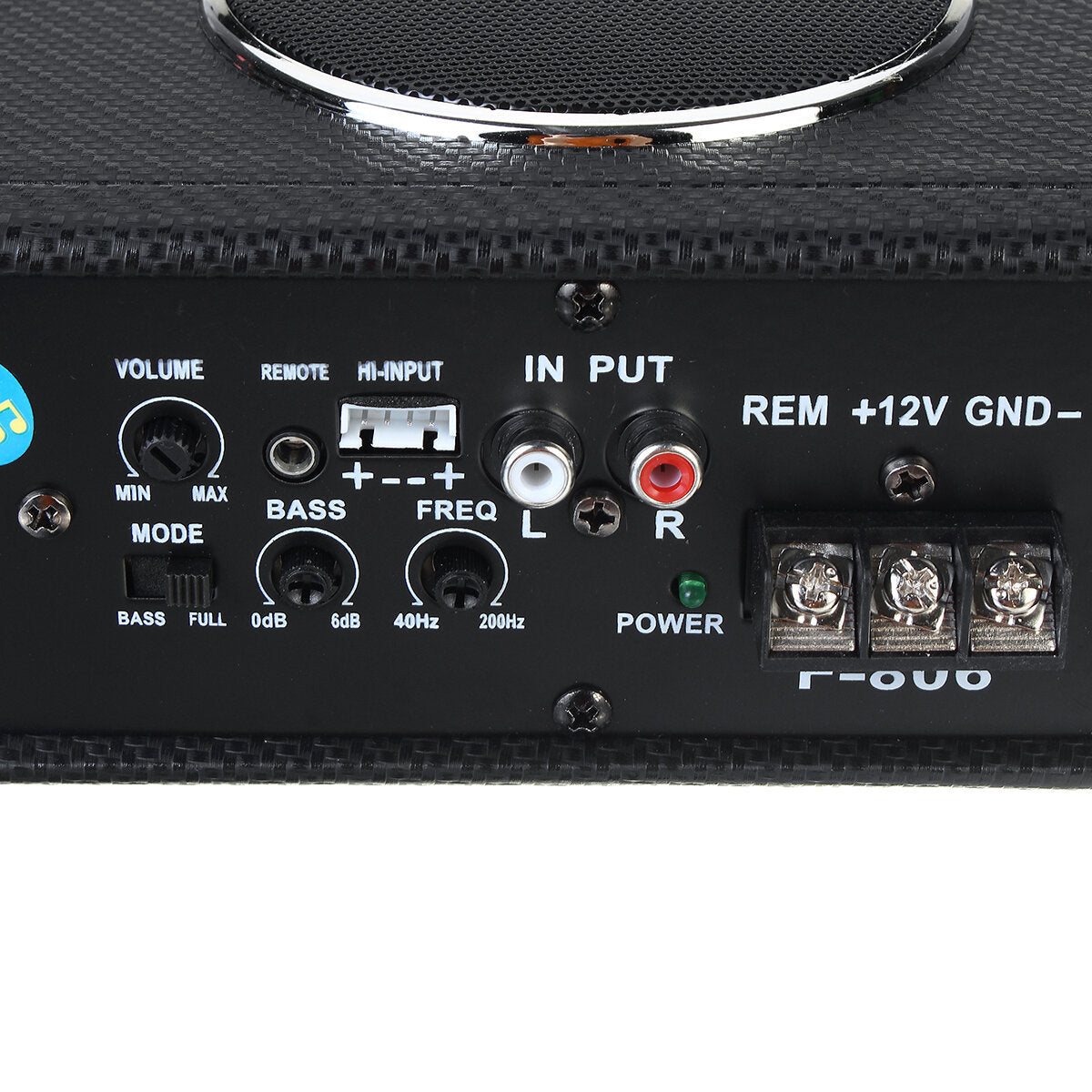 12V 600W 8" Car Subwoofer Under-Seat Sub Woofer Speaker Stereo Slim Amplifier Black Bluetooth
