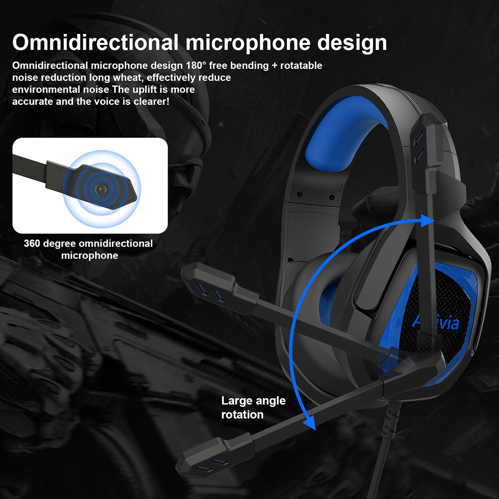 Gaming Headset Virtual 7.1 Sound Effect USB Interface Omnidirectional Flexible Microphone for PS4 Laptop PC