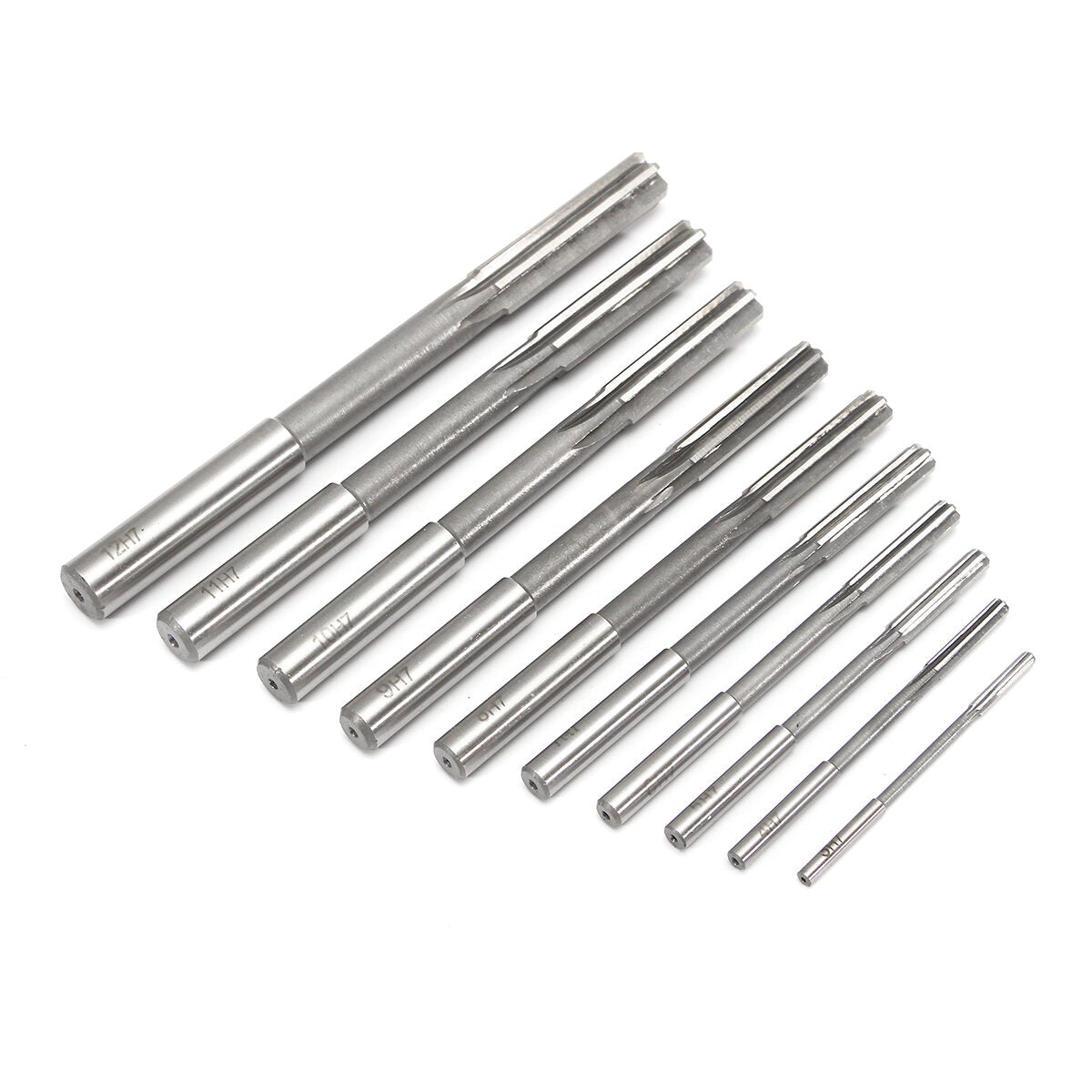 10pcs 3-12mm HSS Machine Reamer Set H7 Straight Shank Milling Chucking