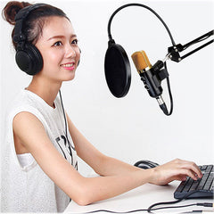 Wired microphone USB Condenser Sound Recording Mic with Reverb Broadcast Live Microphone Tripod Stand