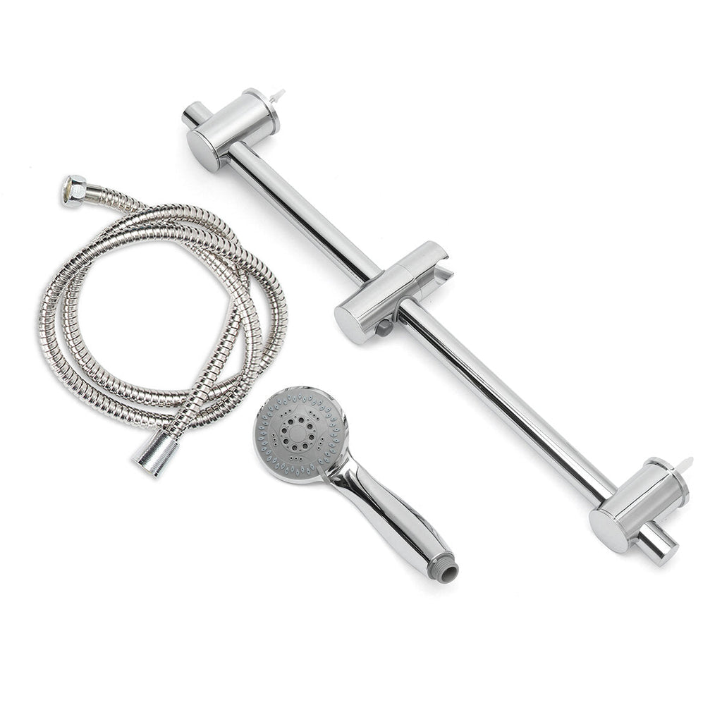 Bathroom Shower Head Riser Rail Bracket Handheld Holder Bar Chrome