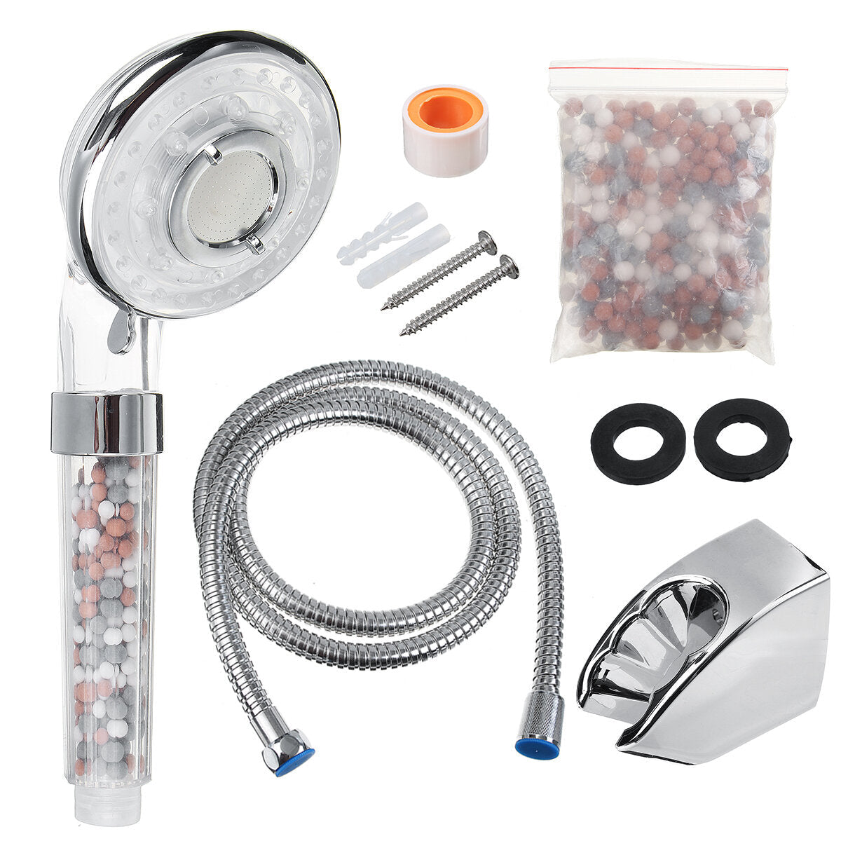 High Pressure Handheld Ionic Filter Shower Head Hose Holder Bathroom Healthy