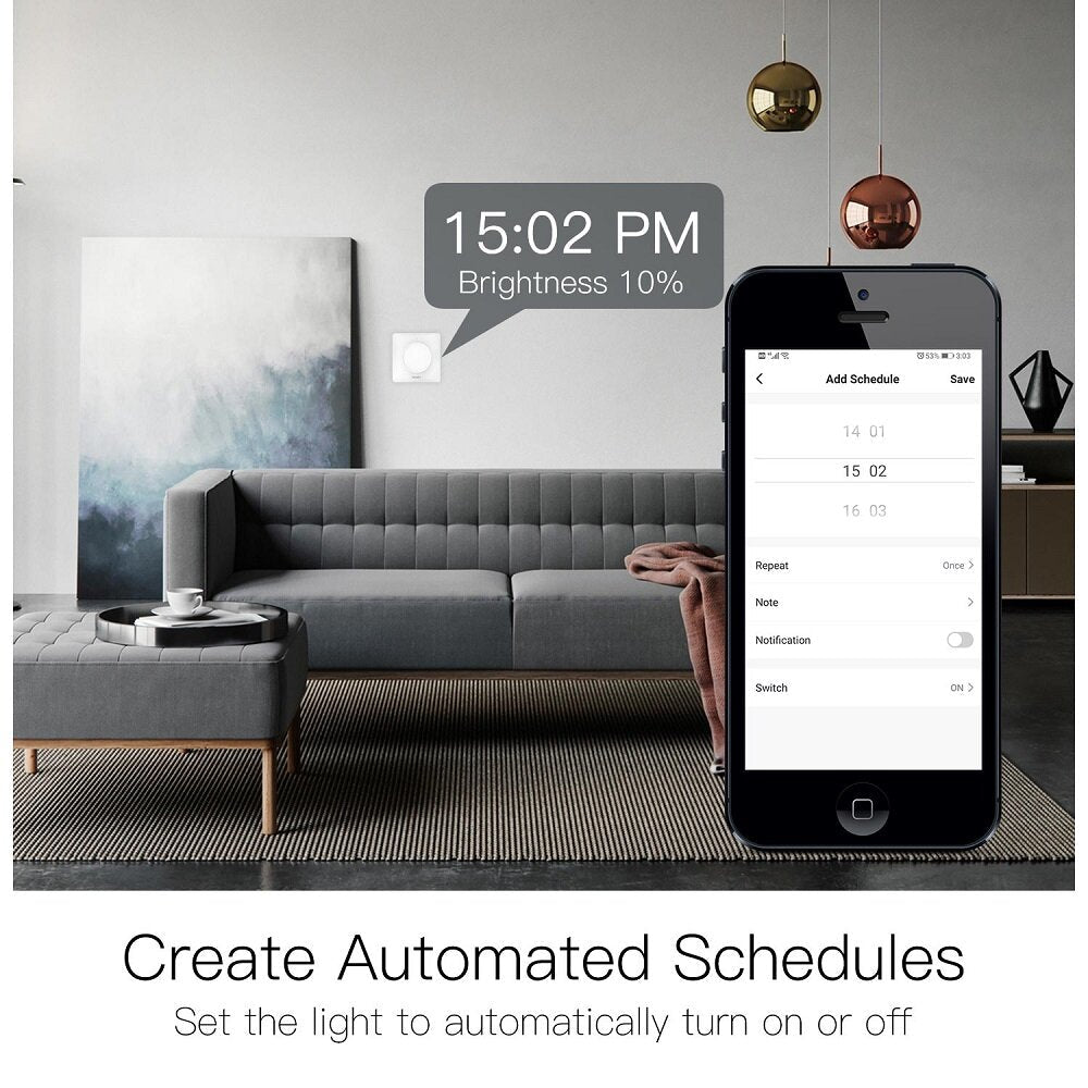 WiFi Smart Rotary Light Dimmer Switch Brightness Memory Smart Life/Tuya APP Remote Control Works with Alexa Google