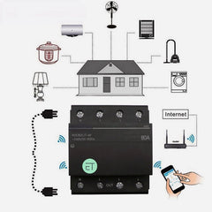 Smart Light Switch WIFI 63/80A Three Phase Circuit Breaker Timer Relay Switch Voice Remote Control Works With Tuya eWeLink APP Alexa Google Home
