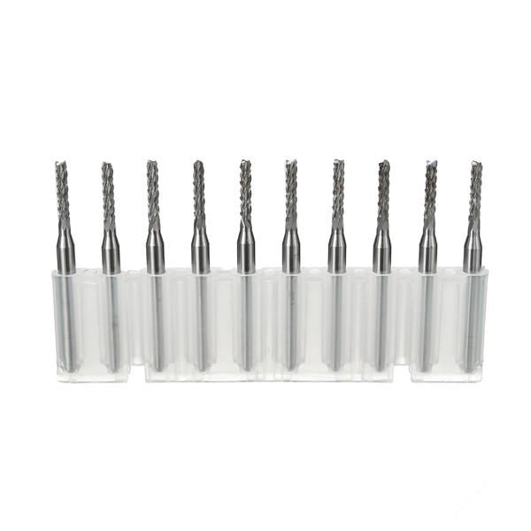 10pcs 3.175x2mm Carbide End Mill Engraving Bits for CNC PCB Machinery Rotary Burrs