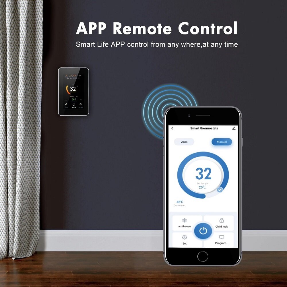 Smart 4.3" LCD Touch Color Screen Thermostat Heating Temperature Controller Works with Alexa Google Home