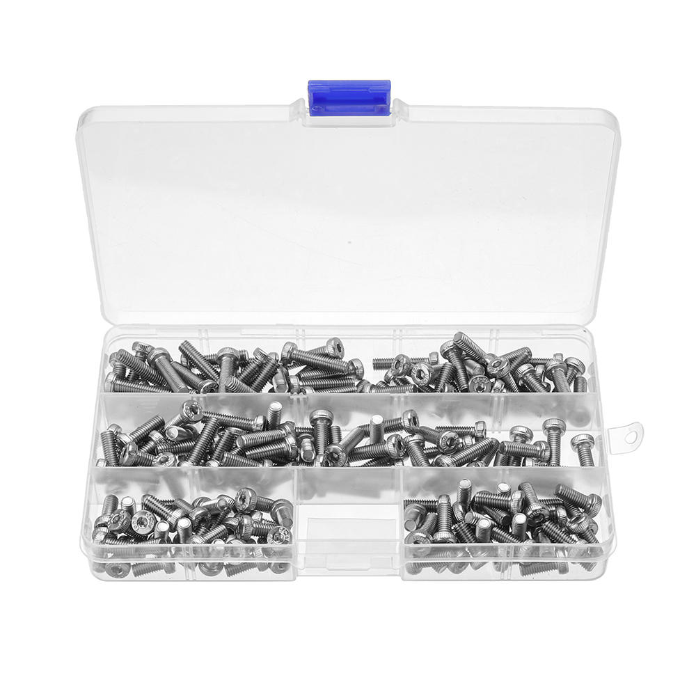 180Pcs M5 Hex Socket Thin Head Screw Low P rofile 10-20mm Bolts Assortment Set 304 Stainless Steel