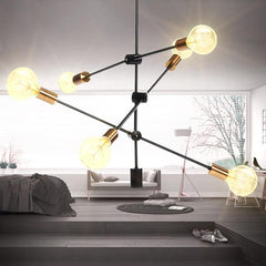 6 Heads Flush Mount Ceiling Light Chandelier, Modern Minimalism Metal Base Pendant Ceiling Lamp Hanging Lighting Fixture