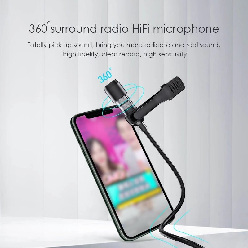 Microphone 3.5mm Aux Jack 3M Length Clean Sound Noise Cancelling for Vlog Laptop And Record