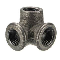 1/2" 3/4" 1" 3 Way Pipe Fittings Malleable Iron Black Elbow Tee Female Connector 5-Pack
