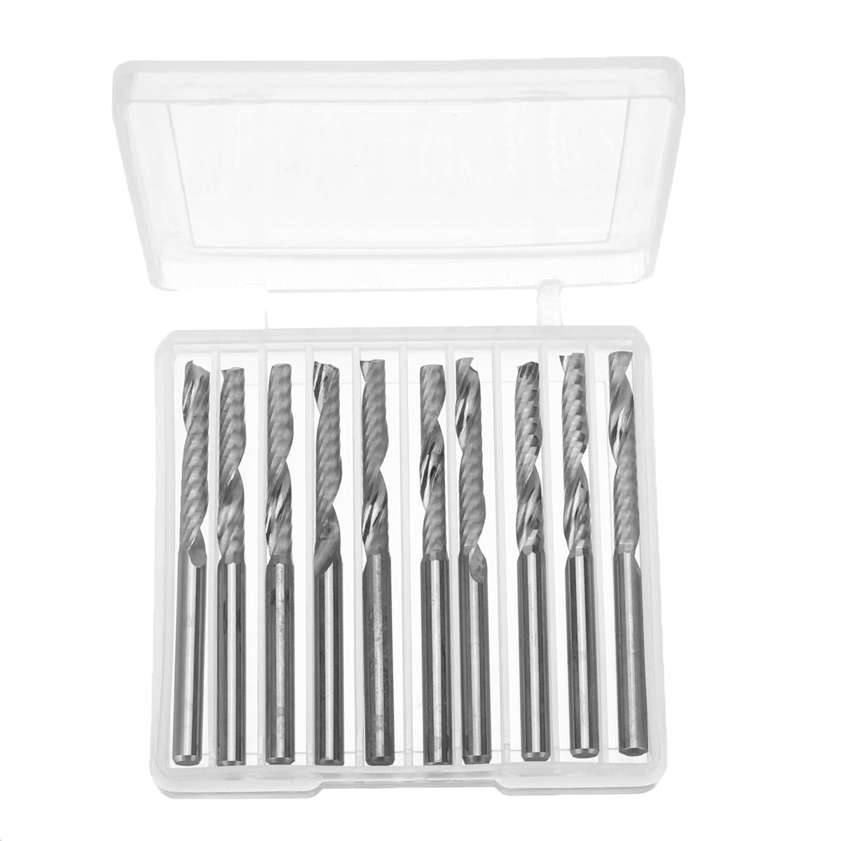 10pcs 3.175mm Shank 22mm Single Flute Spiral Milling Cutter for Engraving Machine