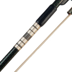 Master 4/4 Carbon Fiber Violin Bow Green Silk Braided Carbon Fiber Stick Cupronickel Mounted Ebony Frog Durable Use