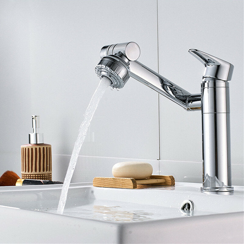 Bathroom Wash Basin Faucet Rotate Spout Hot Cold Mixer Tap Multidirectional Rotation Two Water Mode