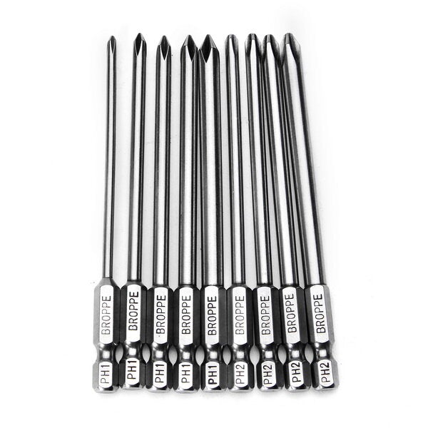 9pcs 100mm Magnetic Long Hex Cross Head Screwdriver Bits