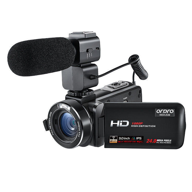 Digital Vlog Camcorder HD 1080P 24MP 16X Zoom 3.0 inch IPS Touch Screen Support WIFI SD Card DV with Microphone