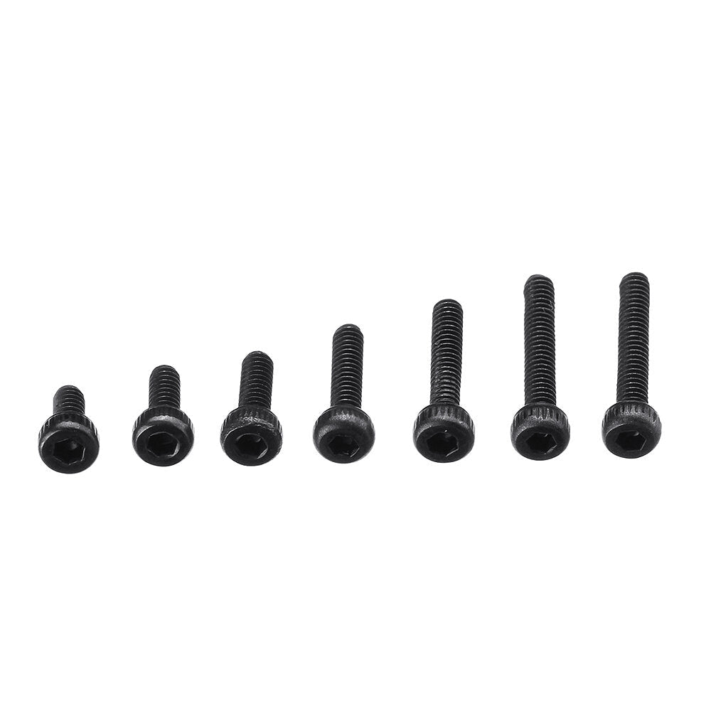 600Pcs Black Carbon Steel 10.9 Grade Hexagon Cap Button Head Flat Head Screw Nuts Assortment Set