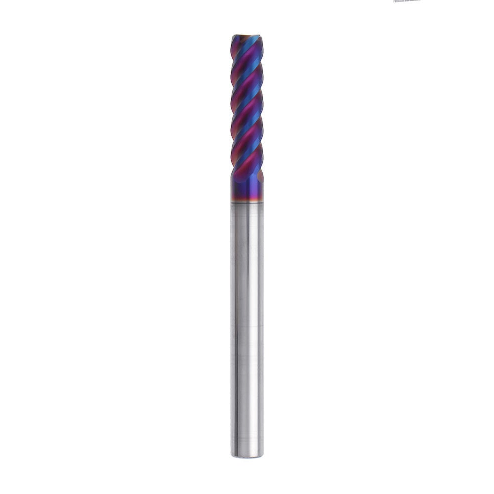 L75mm D4/5/6/8/10mm HRC60 4 Flutes Blue NACO Coated Tungsten Carbide Milling Cutter CNC Tool