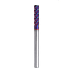 L75mm D4/5/6/8/10mm HRC60 4 Flutes Blue NACO Coated Tungsten Carbide Milling Cutter CNC Tool