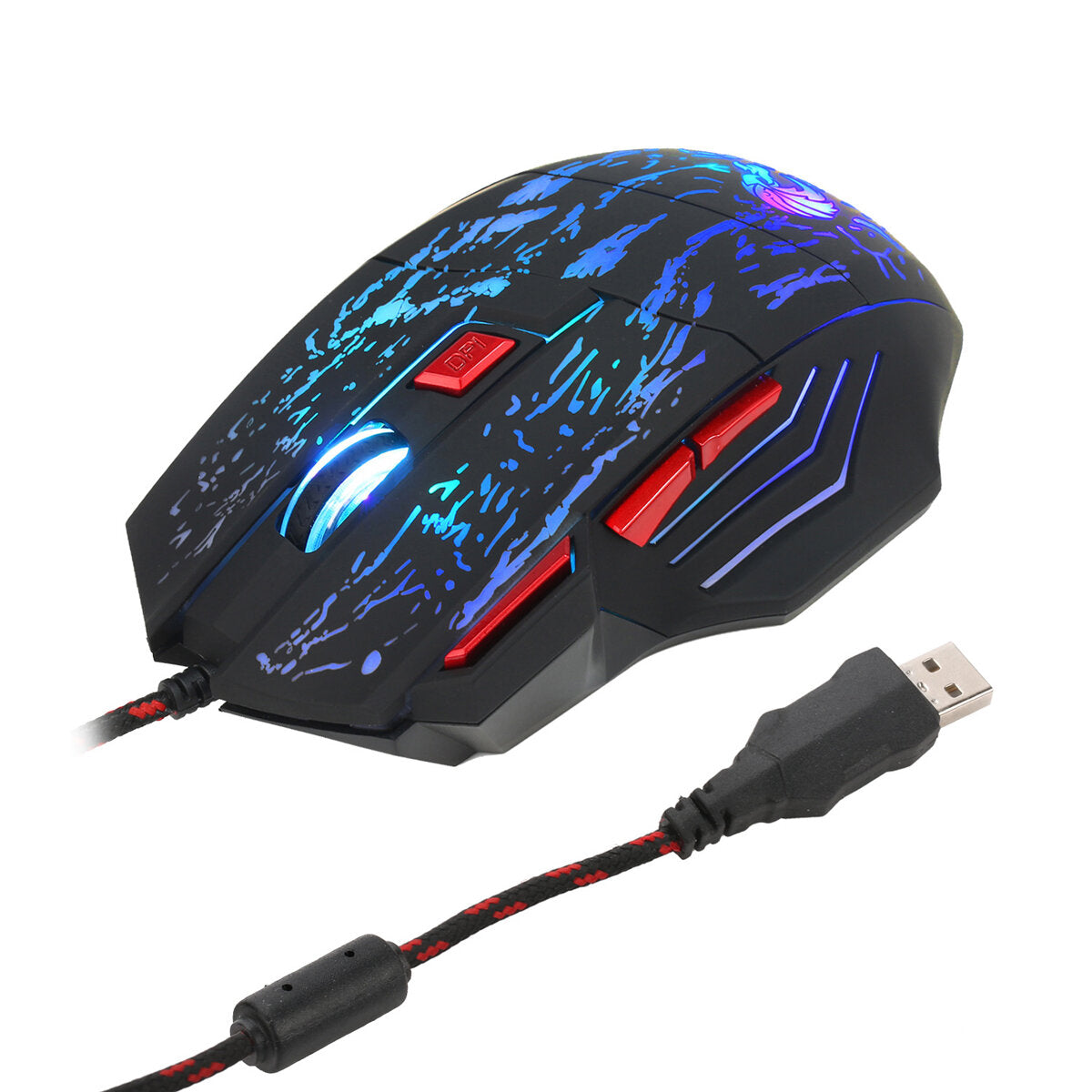 Russian Wired Gaming Keyboard & Mouse Set 104 Keys Rainbow Backlit Punk Keycaps Mechanical Feel Keyboard 5500DPI 7 Buttons Computer Mouse