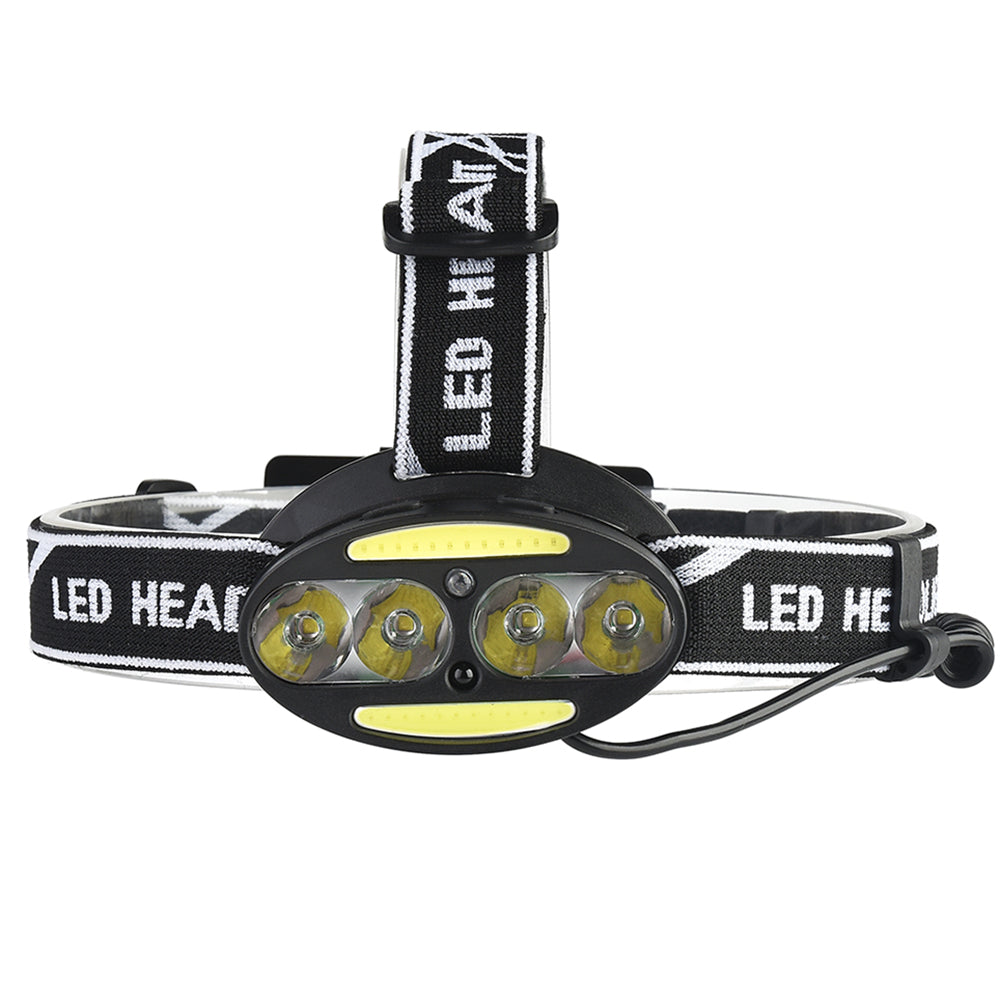 6LED Smart Sensor Cycling Headlight 5 Switch Modes 4xT6+2xCOB LED Red Warning Light