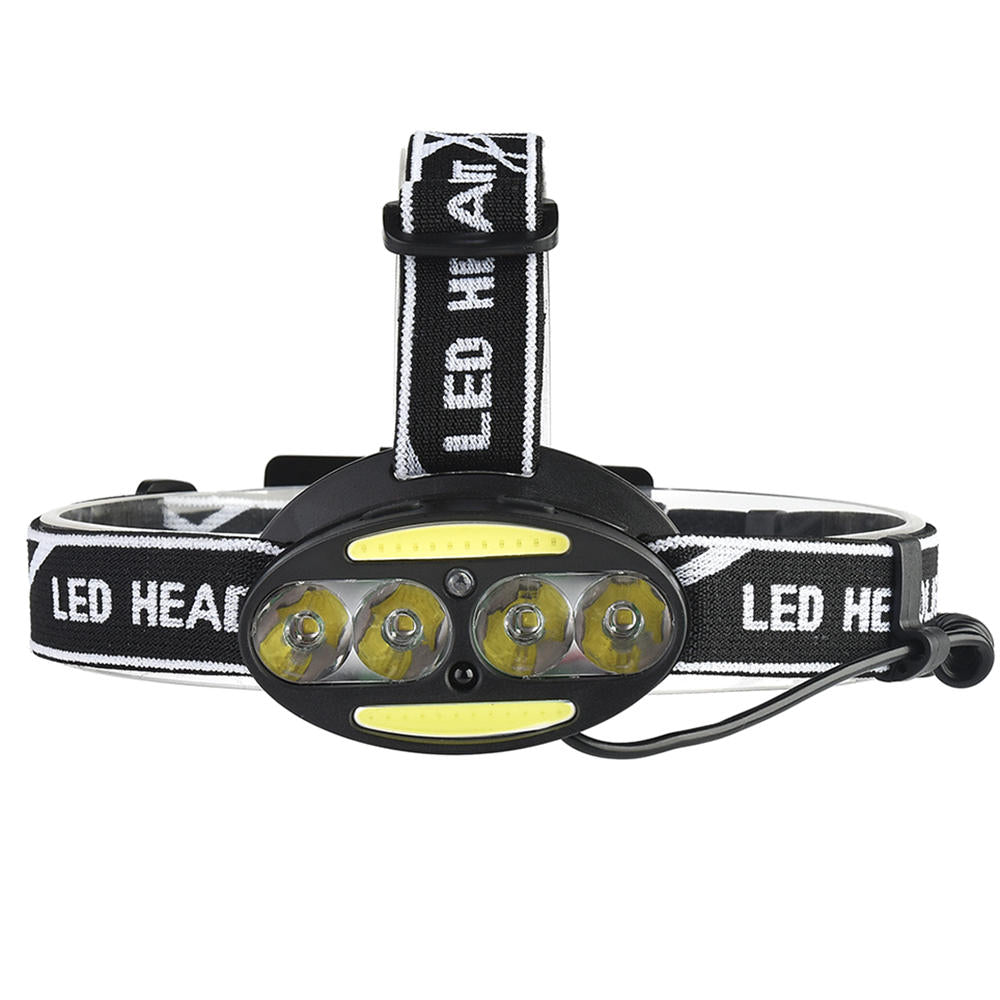 1900LM 6LED Smart Sensor Cycling Headlamp 5 Switch Modes 4xT6+2xCOB LED Red Warning Lig