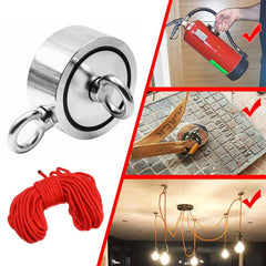 Double Side 67mm 300KG Neodymium Recovery Magnet with 10m Rope Salvage Tool Strong Fishing Kits