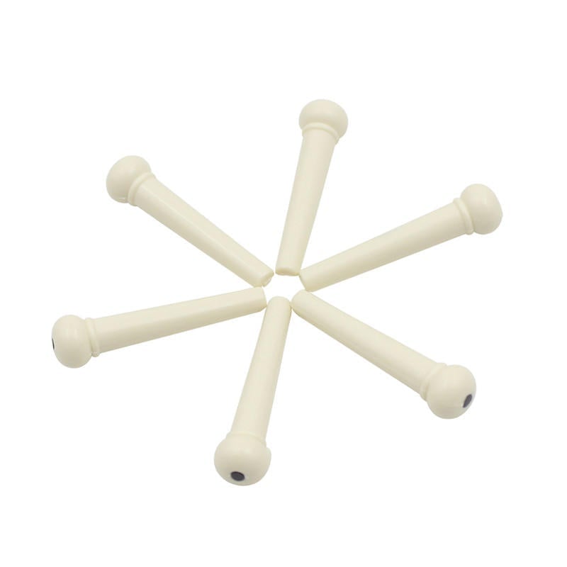 6pcs Cattle Bone Guitar Parts Endpin with Abalone Dot Bridge End Pins for Acoustic Guitar