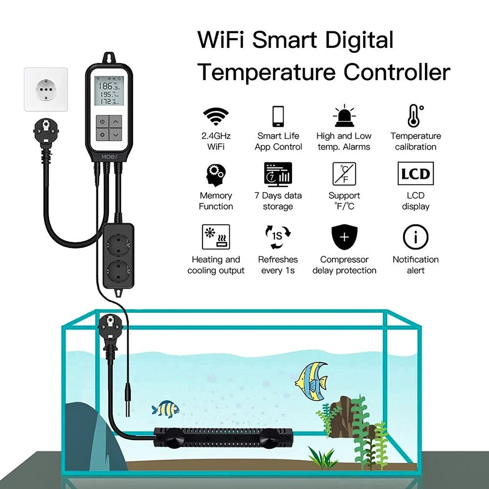 LED Display WiFi Tuya Smart Digital Thermostat Socket App Remote Control Agricultural Household Temperature Regulator AC100-250V