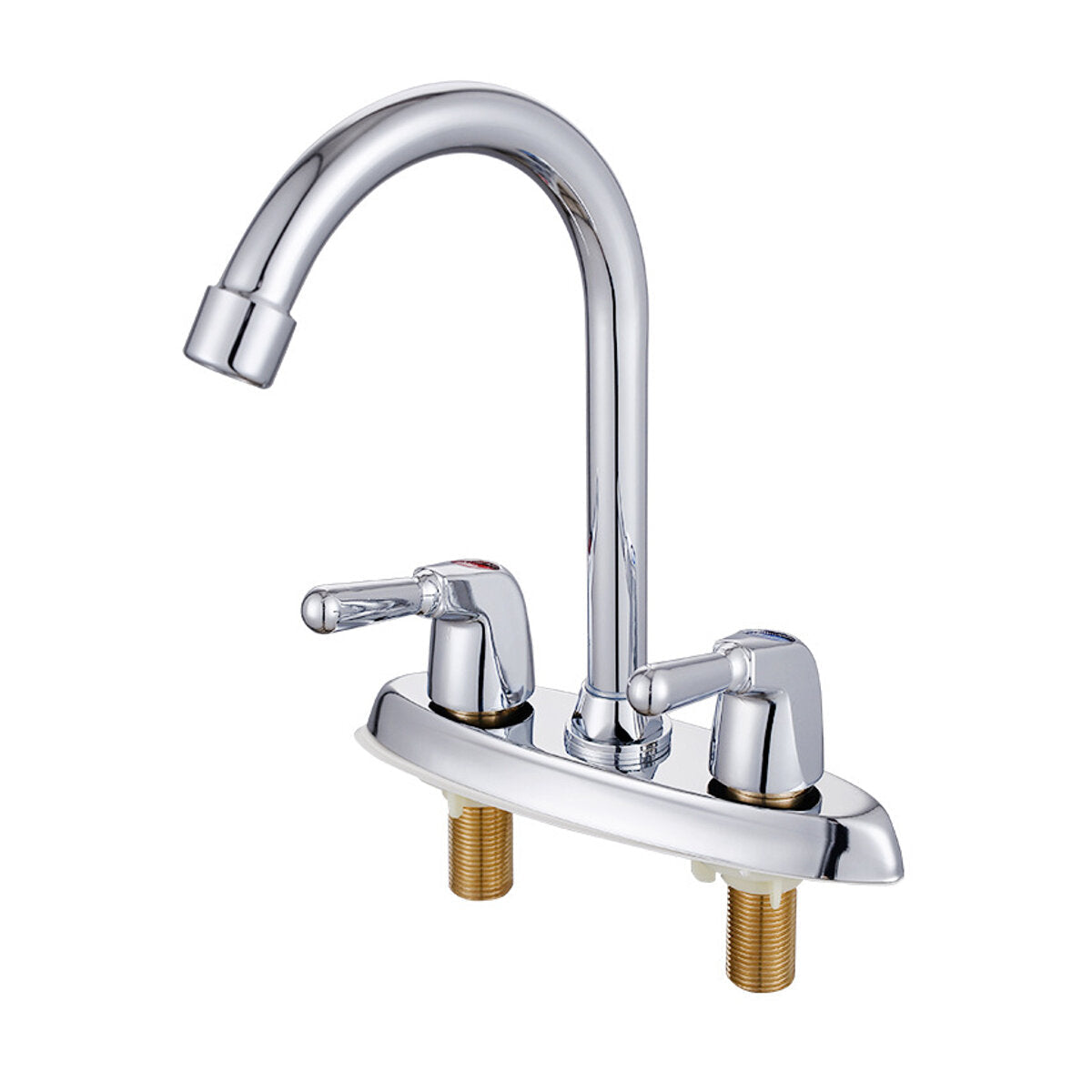 Steel Kitchen Fixed Mixer Tap 2 Handle Hot Cold Sink Sprayer