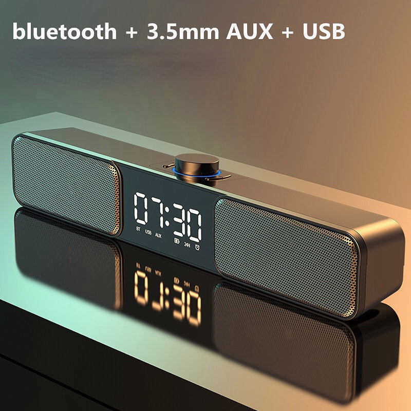 Portable bluetooh Speaker Wired Speaker LED Display Alarm Clock Bass Speaker 3.5mm AUX Desktop Speaker