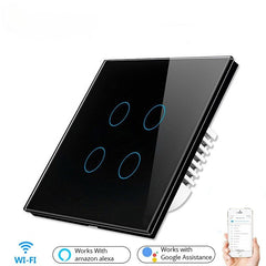 Smart Light Touch Switch 4Gang EU Wireless Remote Control Works with Alexa Google Home
