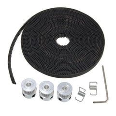 5m Timing Belt with 3pcs 5mm Bore Pulley and 2pcs Belt Locking Spring