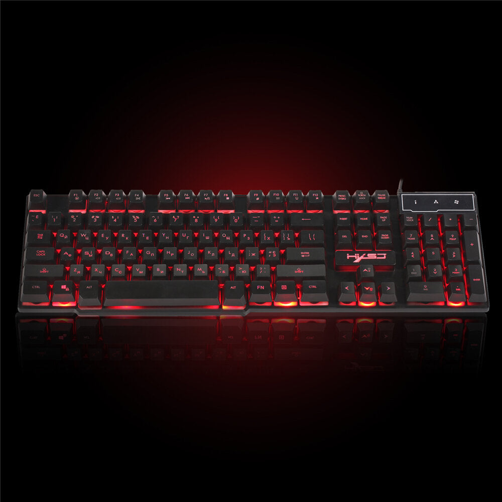 Wired Russian Gaming Keyboard 104 Keys 3 Colors LED Backlight Keyboard for Computer Laptop PC Gamer